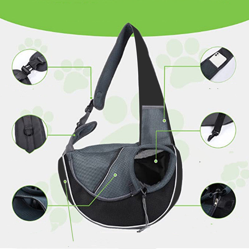 Hands-Free Pet Carrier Bag (Comfort Crossbody Sling for Small Dogs & Cats)