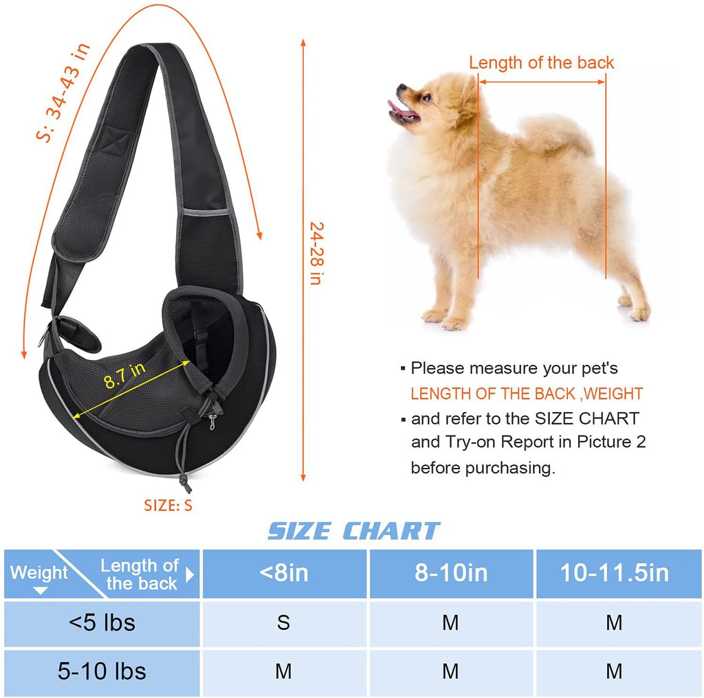 Hands-Free Pet Carrier Bag (Comfort Crossbody Sling for Small Dogs & Cats)